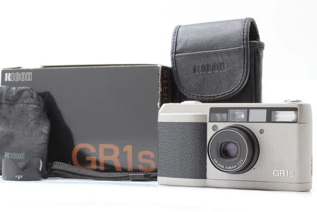 [ N MINT in BOX ] w/ Hood Ricoh GR1s Silver Point & Shoot 35mm Film Camera JAPAN