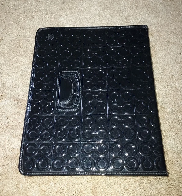 Coach Tablet Case Black Leather Julia C Signature Logo Print I Pad 2 Folio