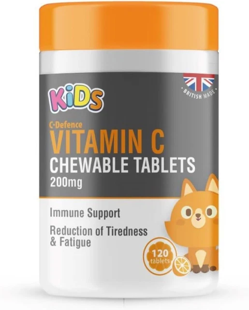 CHILDRENS VITAMIN C 200Mg 120 Orange Flavour Chewable Tablets Kids