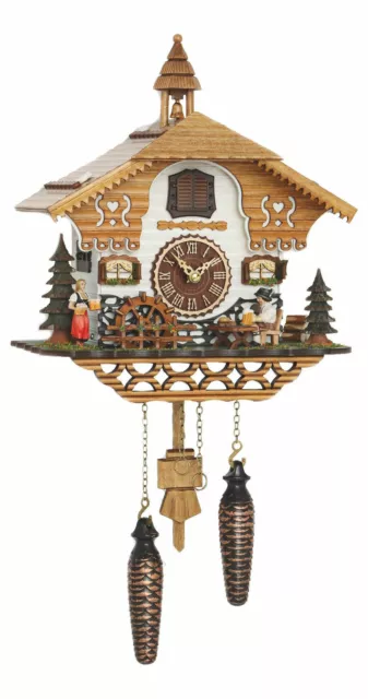 Quartz Cuckoo Clock Black Forest house with moving beer drinker.. TU 4214 QM NEW