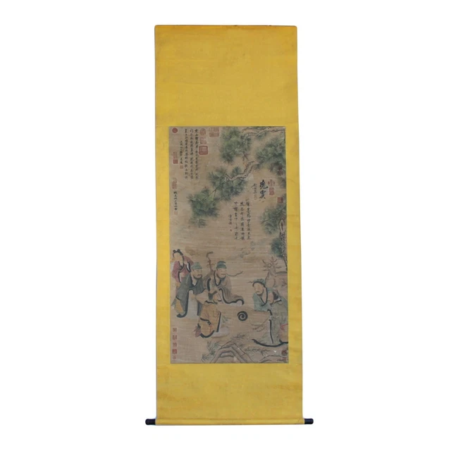 Chinese People Color Ink Scroll Painting Museum Quality Wall Art cs5645S Chinese People Color Ink Scroll Painting Museum Quality Wall Art cs5645S