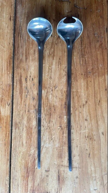Rare Georg Jensen Salad Servers Stainless Modernist Mid-Century MCM