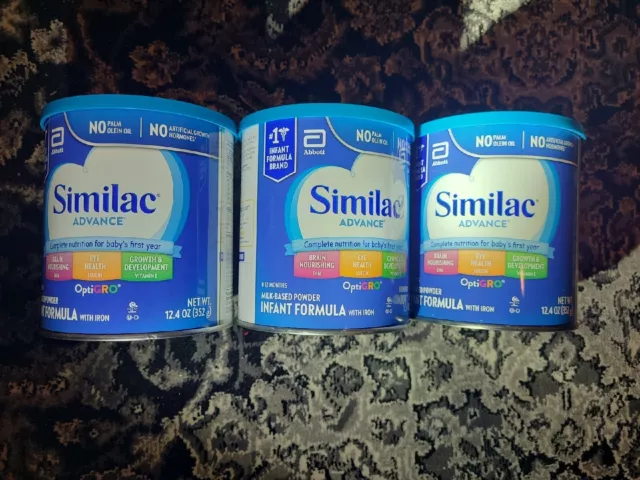 Similac Advance Infant Formula with Iron, 12.4-oz Can, Pack of Three