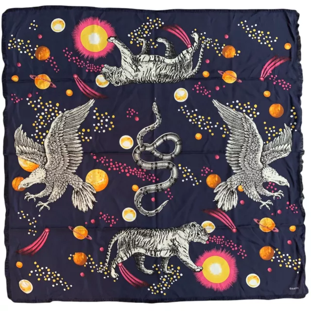 Gucci Women Silk Scarf With Fo Space Animal Print 473719 4G001 4000 2