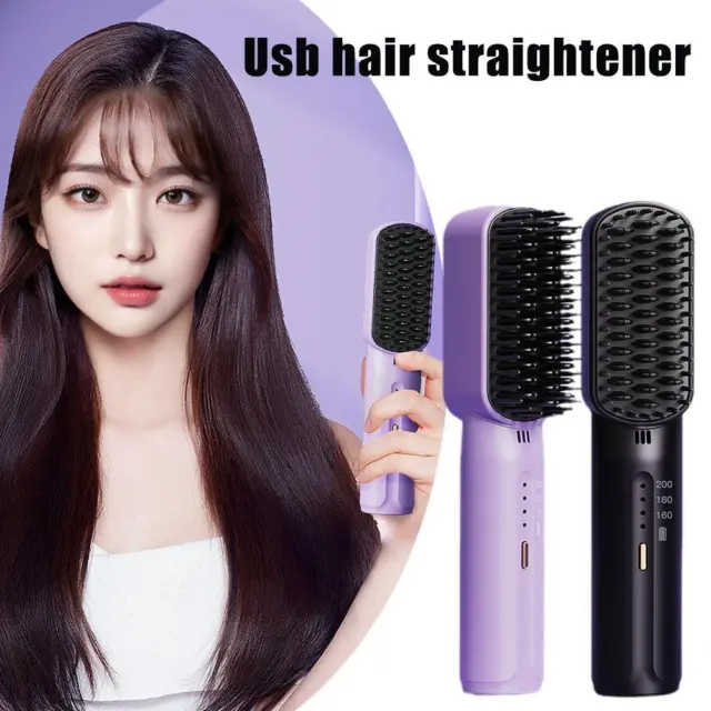 Portable Cordless Mini Hair Straightening Comb - Negative Do Not-Hurt-Hair Y8J9