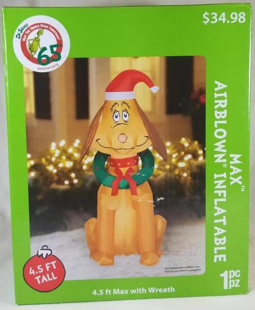 Dr. Seuss MAX From The Grinch Airblown Inflatable Yard Decoration LED 4.5 feet