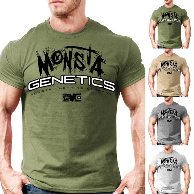 Uomo Allenamento Jogging T-Shirt Tunica Sportswear Muscolo Top Palestra Stampa