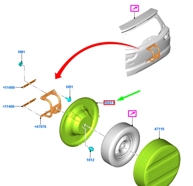 FORD ECOSPORT MK2 BK Spare Wheel Carrier Back Plate Cover 2191119 NEW
