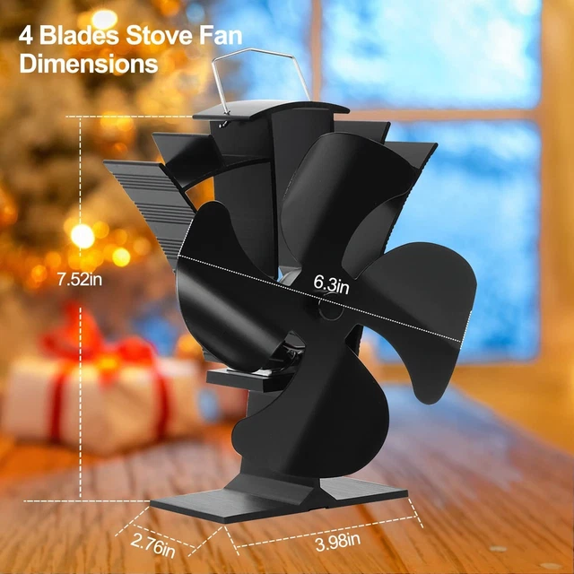 Ventola bruciatore tronchi Tomersun piccola stufa a legna 4 lame ventola ventilatore alimentato a calore