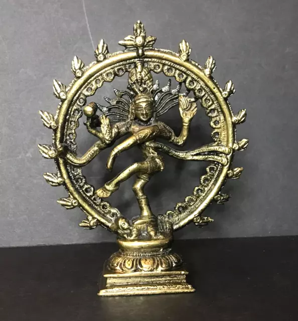 Lord Nataraja Dancing Shiva Brass Shiva Dancing Idol 6.5” Tall