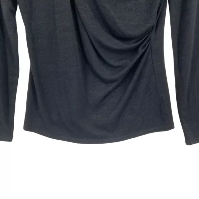 NIC+ZOE Women's Black Rayon Blend Asymmetrical V-Neck Pullover Blouse Top Size S 2