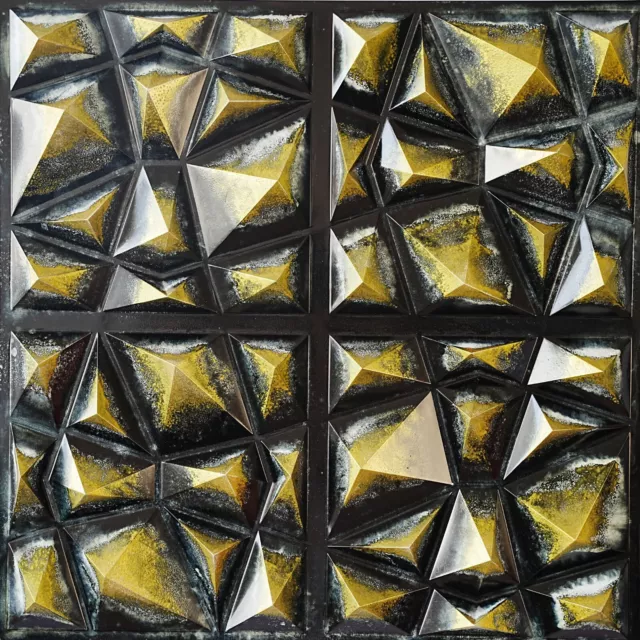 3D Emboss Vintage Pattern Tin Ceiling Tile Modern design PLM101 Black gold 10Pcs