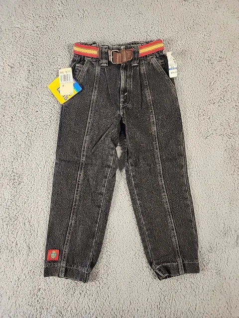 Vintage Little Levi's Jeans Black Acid Wash Kids Size 6 W/ Belt New W/ Tags