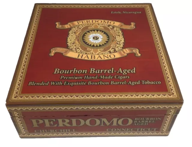Wooden Cigar Box Perdomo Habano 7-7/8”x8”x3-1/8” EMPTY
