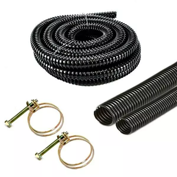 Black Corrugated Water Butt Hose Pipe Extension Overflow Flexible Connector Tube