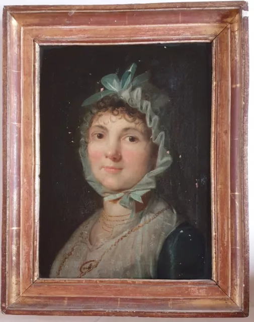 Superbe tableau ancien du XVIIIème " portrait de femme" a restaurer