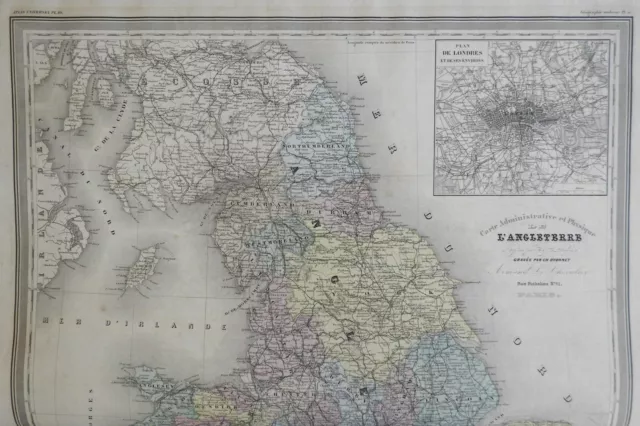 England County & Physical Map Wales London c. 1863 Dufour & Dyonnet folio map 2