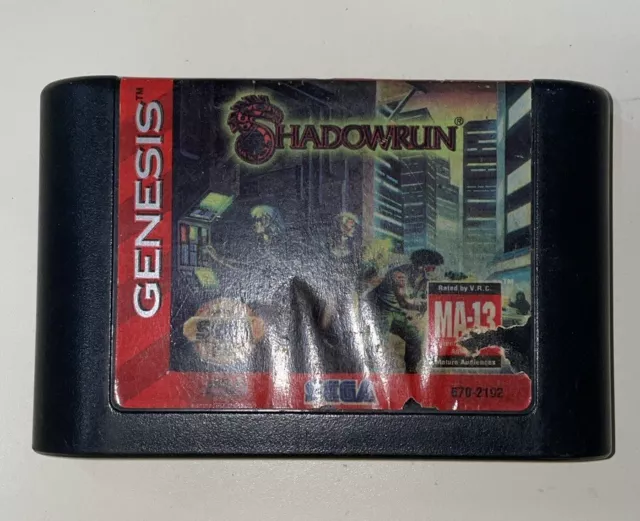 Shadowrun (Sega Genesis, 1994) complete in box with hangtab