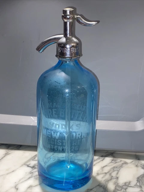 Vintage Blue 26oz. Seltzer Bottle "Empire Bottling Works Registered New York"