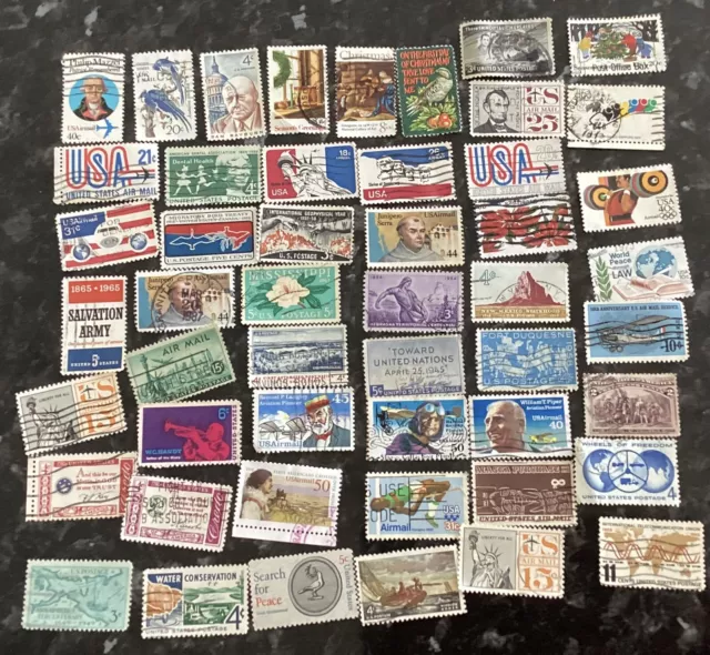 50 used USA commemorative stamps, All Different