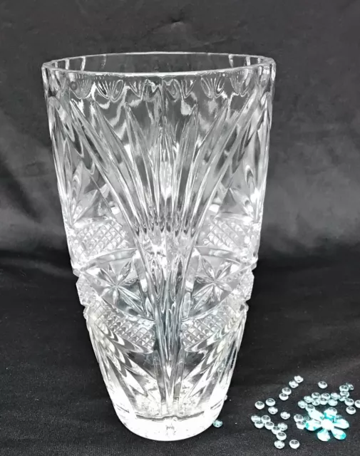 Dekorative große schwere Kristall Vase Tischvase Blumenvase geschliffen H 652