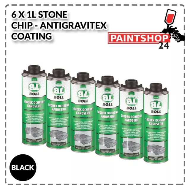 Black Stone Chip Gravitex 1Lx6 Can be over Painted Anti Gravel Underbody BOLL