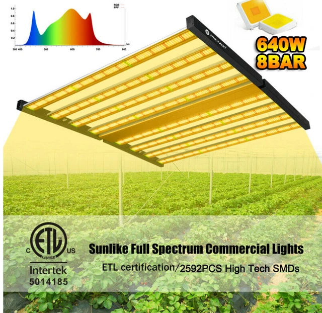 640W Foldable LED Grow Light 8Bar Sunlike Full Spectrum Lamp for Indoor Plants