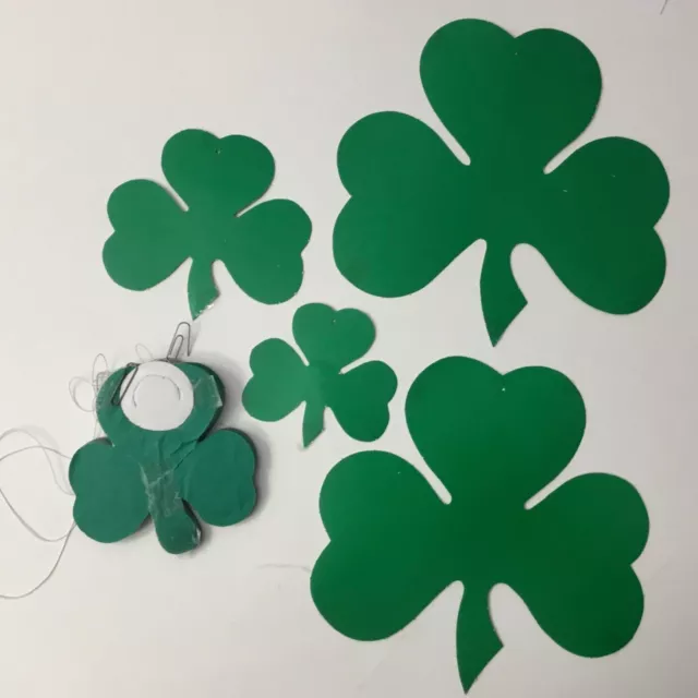 Honeycomb Garland 8 Ft Die Cut Shamrocks Decor St Patricks Day Lot Tissue Vtg 2