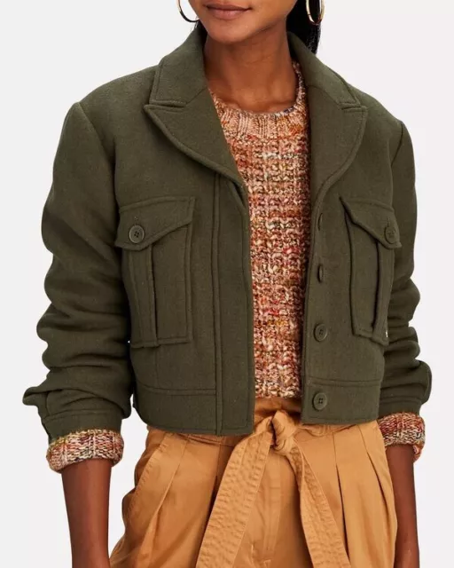 ANINE BING Dallas Cropped Cargo Jacket army green large