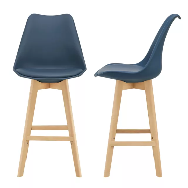 [en.casa] Juego de Taburetes de Bar Set 2x Cocina Asiento acolchado Color Azul