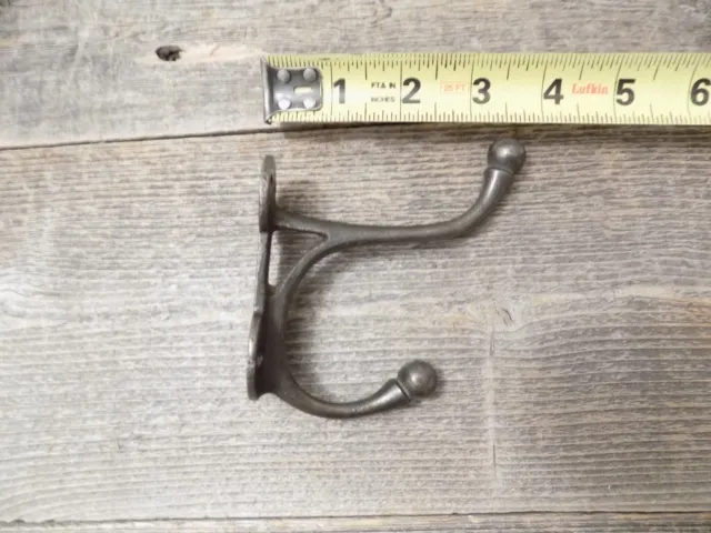 15 Iron Coat Hooks Antique Style Cast Iron 3 3/4" Wall Double Restoration 2