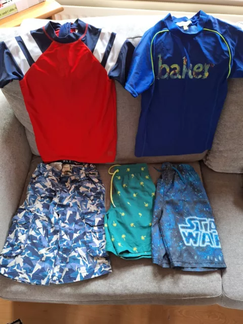 Boys Clothes 8 - 9 Years Swim Rash Vests And Shorts Bundle