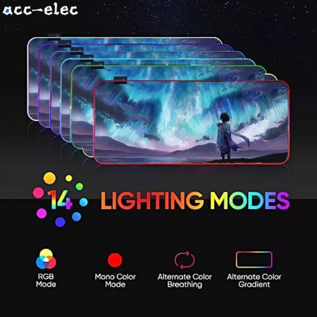 Genshin Impact Large LED RGB Gaming Oversized Aurora-Xiao Mouse Mat Pad 2
