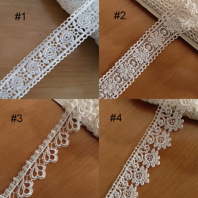 5 Yards 1" - 1.5" Wide Rayon Venise Victorian Floral Lace Ivory zhs40