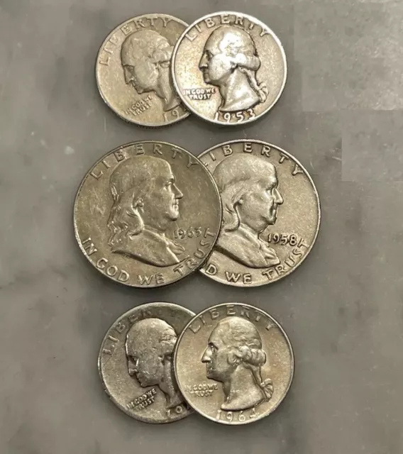 $2 Face 90% Silver (2) Franklin Half Dollar (4) Quarters - Choose How Many Lots!