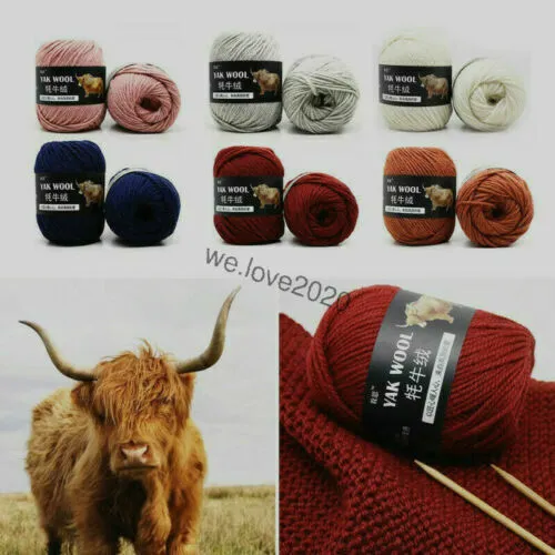500g Strickwolle Chunky Garn Crochet Yak Wolle Cashmere Soft Baby Baumwolle HOT