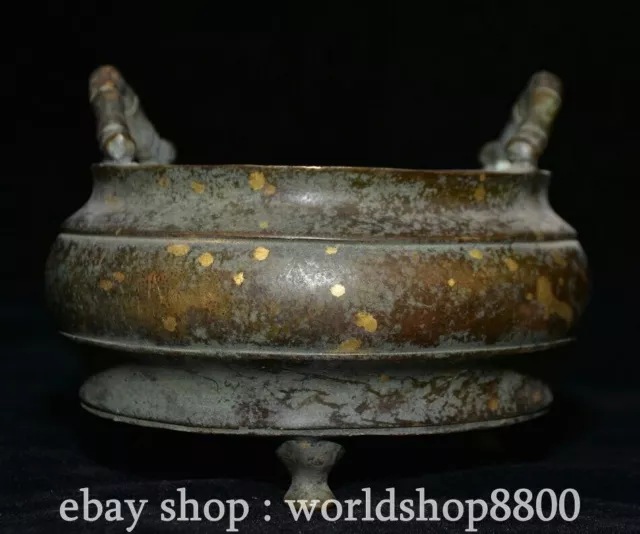 5.6" Marked Old Chinese Copper Bronze Dynasty 3 Leg Bamboo Censer incense burner