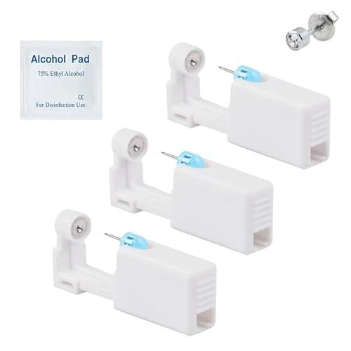 Pistolet Perceur D'oreille – Kit 6 Pièces – Boucles Plaqué Or Et Silicone – Hygiénique, Sans Douleur, Jetable