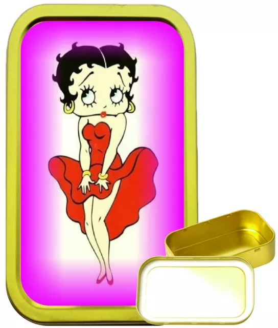 Betty Boop Dress 1oz Gold Tobacco Tin,Baccy Tin,Storage Tin,Camping Tin, Pill T