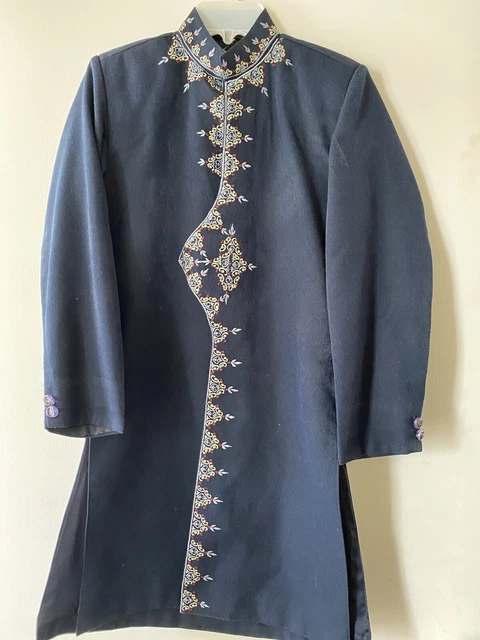 Age 8 Sherwani Suit Kurta Pyjama partywear Indian navy blue embroidery Smart