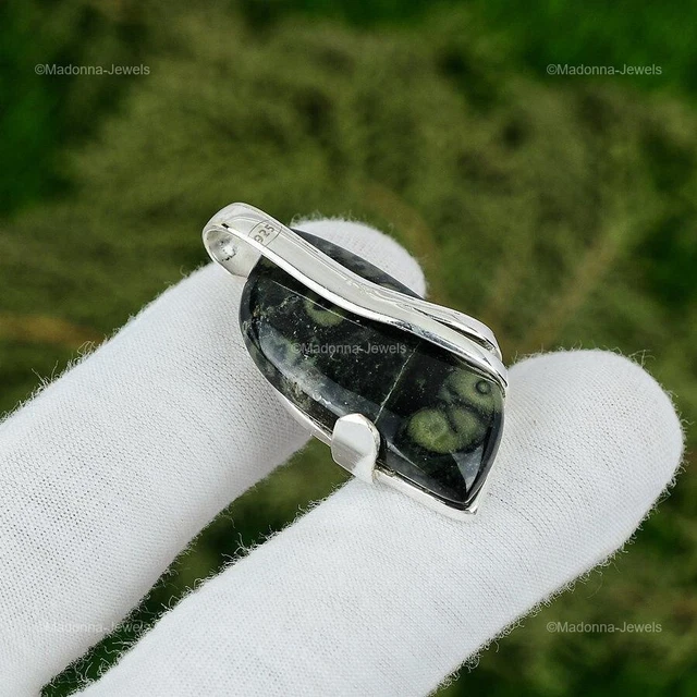 Natural Kambaba Jasper Gemstone Jewelry 925 Sterling Silver Pendant For Girls