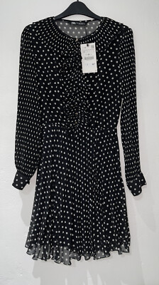 Zara Black and White Polka Dot Strappy Dress