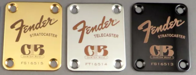 Fender "Custom Built" Neck Plate - Engraved or Printed in your choice of colors