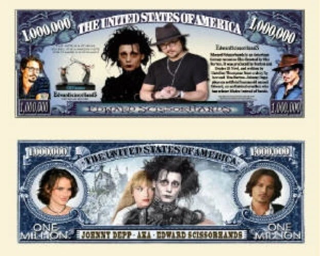 Johnny Depp Aka Edward Scissorhands Million Dollar Nouveauté Monnaie