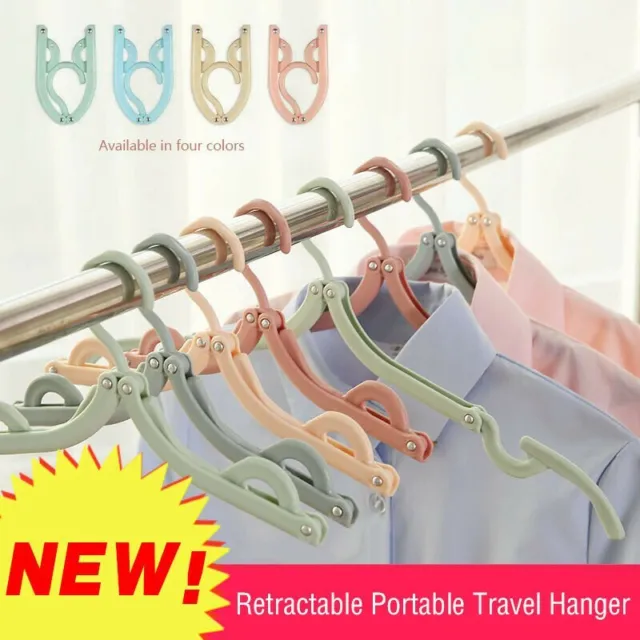 Travel Portable Foldable Clothes Coat Plastic Hanger W/ Folding Slotte QT