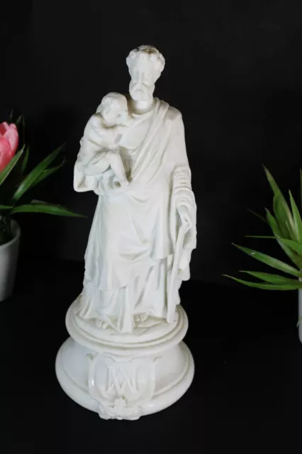 Antique french bisque porcelain saint joseph figurine statue