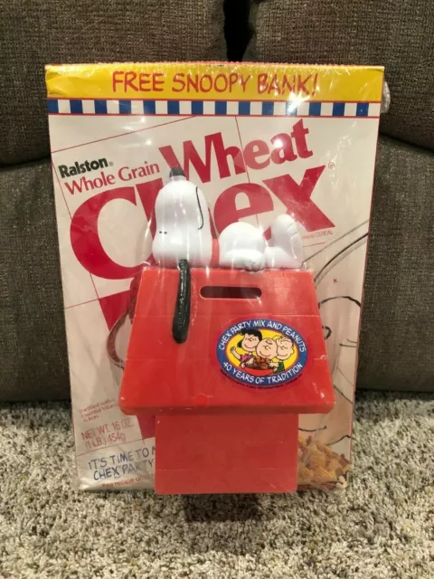 Chex Cereal Box With Snoopy Bank, Sealed