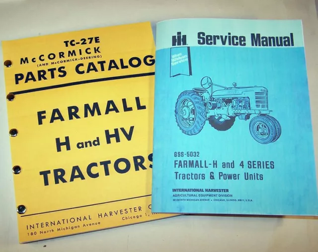 Farmall H Hv Tractor Service + Parts Manuals Shop Repair International Mccormick