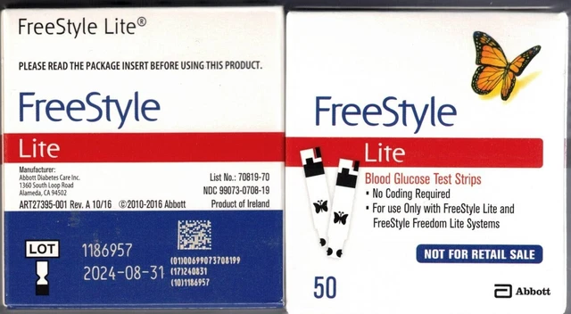 50 tiras reactivas de glucosa en sangre Freestyle Lite 50 quilates - 31/08/2024
