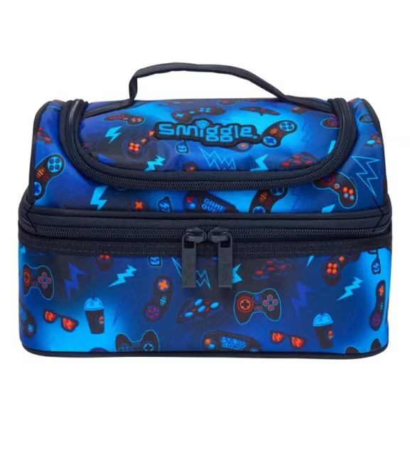 Bolso sándwich escolar para niños Smiggle Wonder World caja de almuerzo doble piso azul juegos